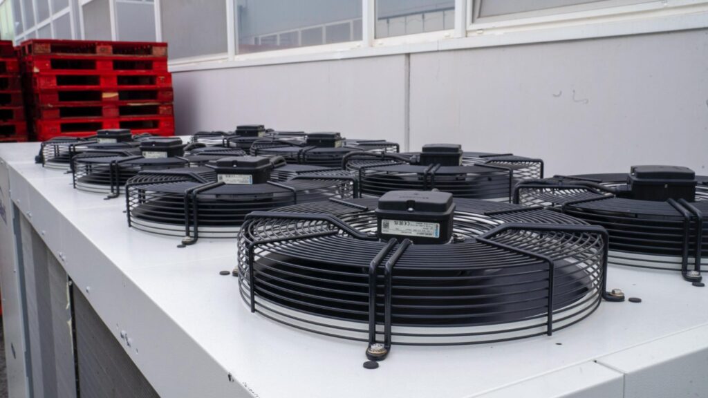 Ventilatori di condensazione su impianto industriale